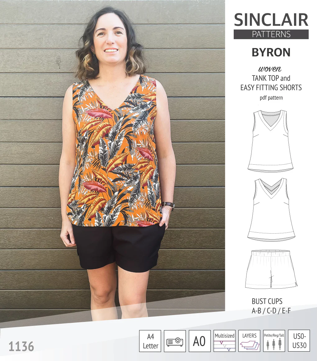 Byron v-neck tank top and easy fitting shorts set for woven fabrics  (PDF) - Image 30