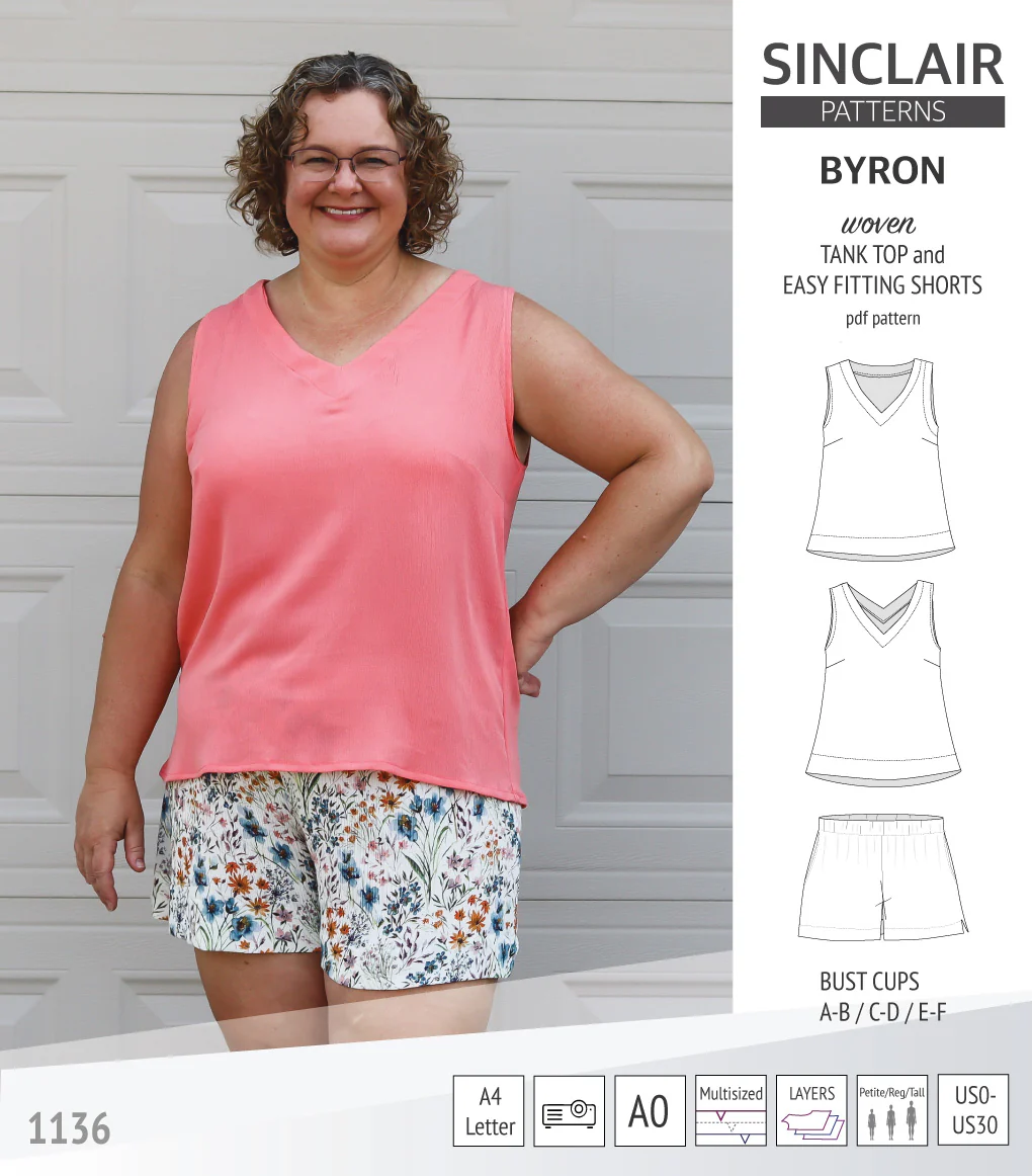 Byron v-neck tank top and easy fitting shorts set for woven fabrics  (PDF) - Image 32
