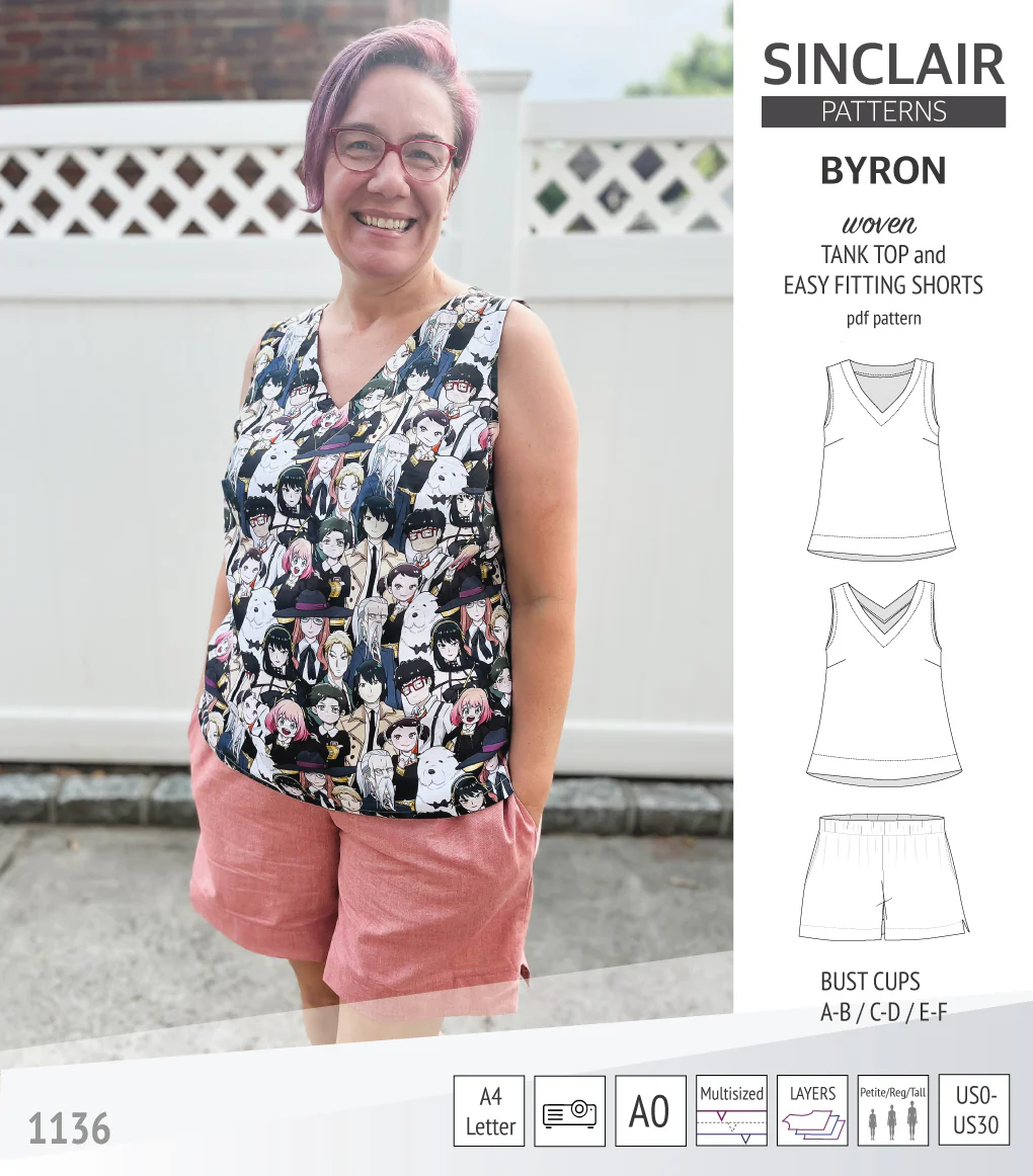 Byron v-neck tank top and easy fitting shorts set for woven fabrics  (PDF) - Image 33