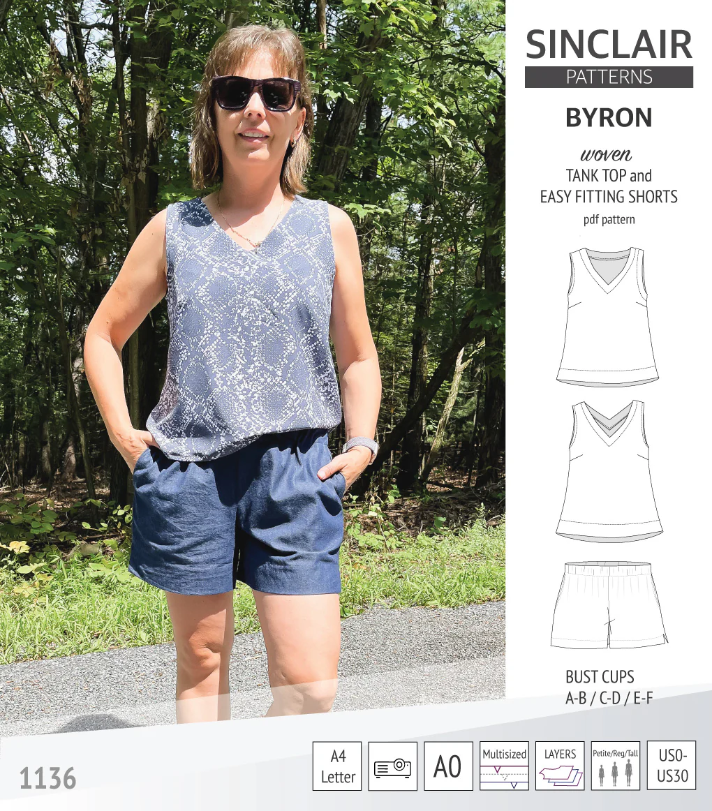 Byron v-neck tank top and easy fitting shorts set for woven fabrics  (PDF) - Image 36