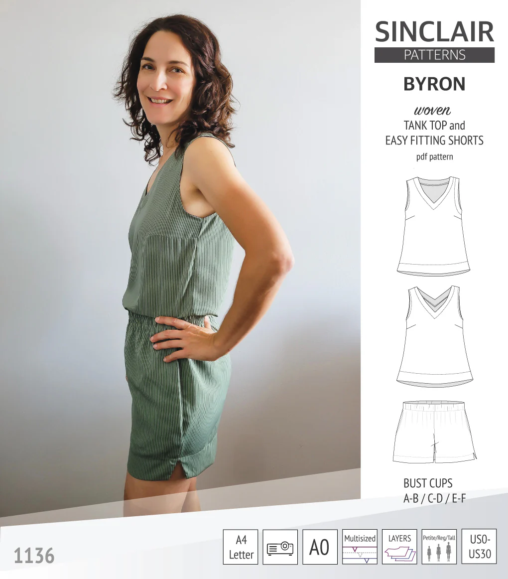 Byron v-neck tank top and easy fitting shorts set for woven fabrics  (PDF) - Image 4