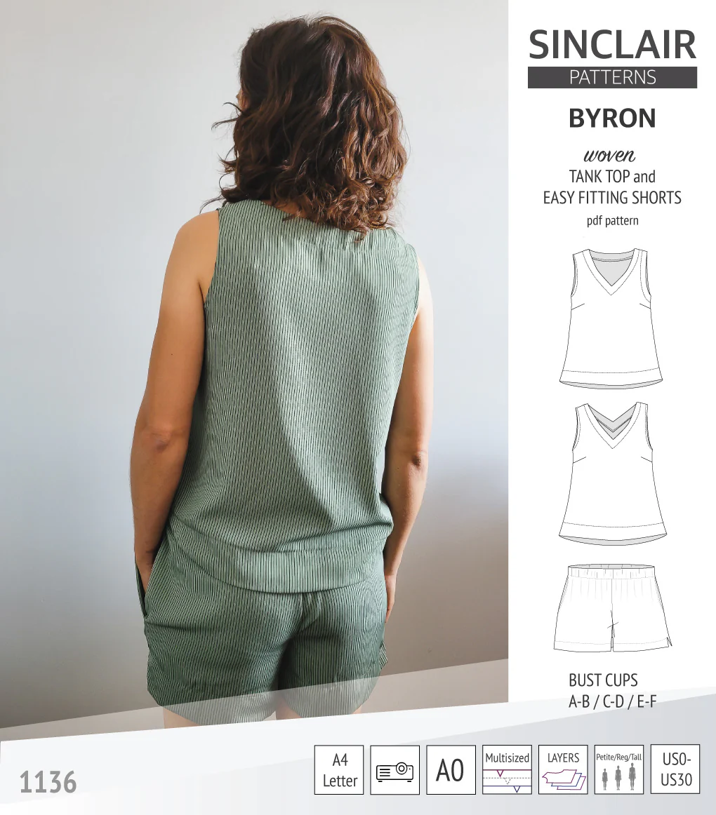 Byron v-neck tank top and easy fitting shorts set for woven fabrics  (PDF) - Image 5
