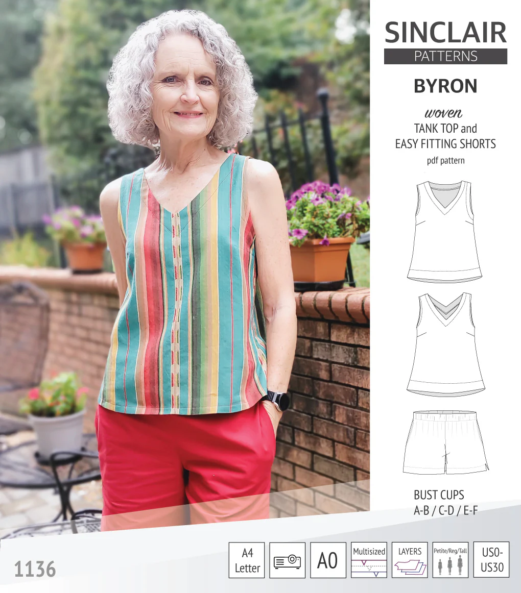 Byron v-neck tank top and easy fitting shorts set for woven fabrics  (PDF) - Image 6
