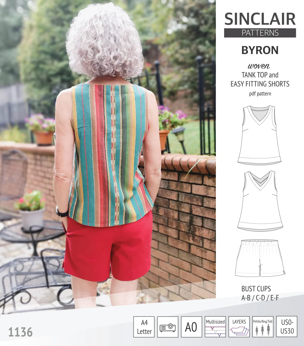 Byron v-neck tank top and easy fitting shorts set for woven fabrics  (PDF) - Image 7
