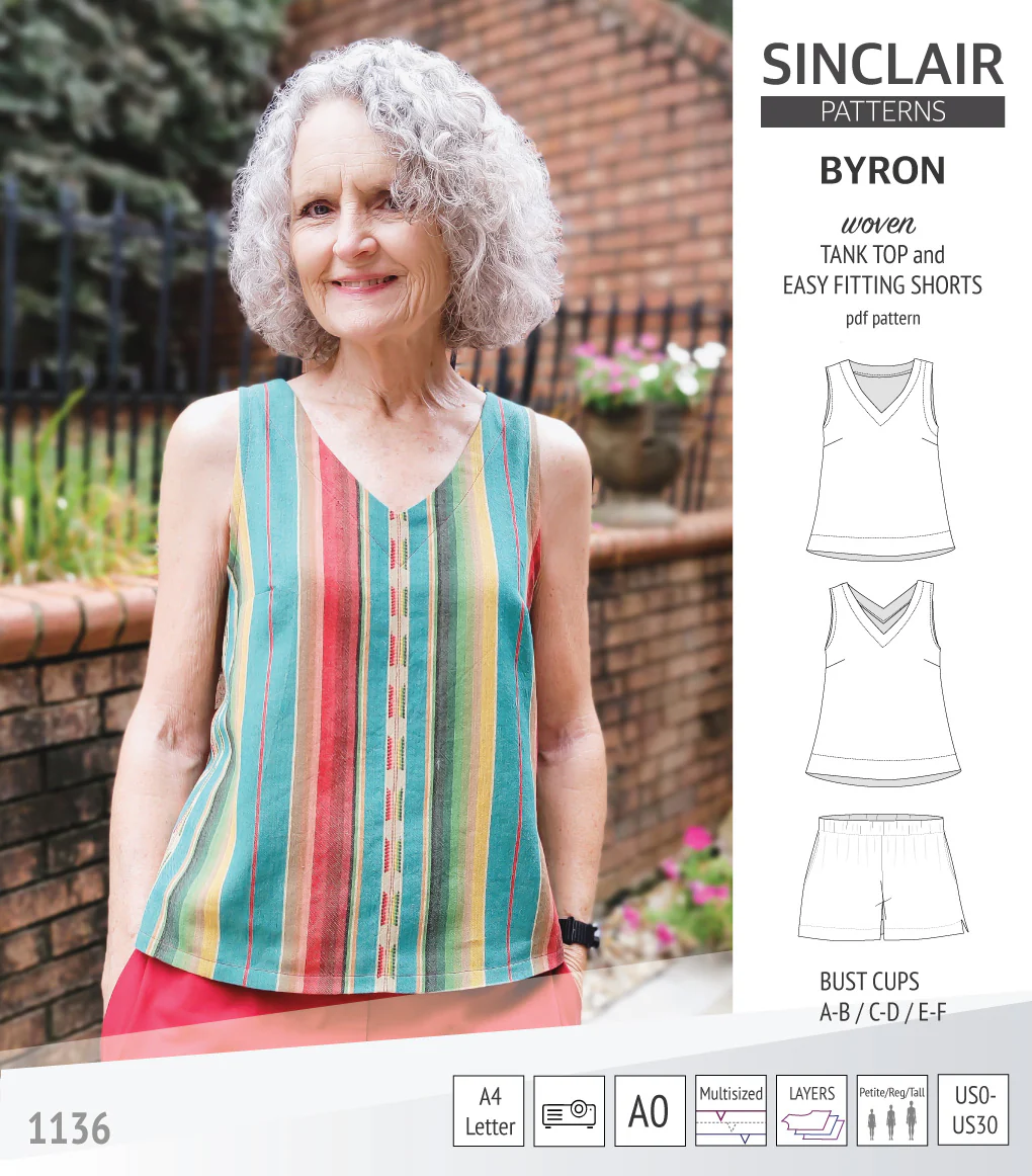 Byron v-neck tank top and easy fitting shorts set for woven fabrics  (PDF) - Image 8