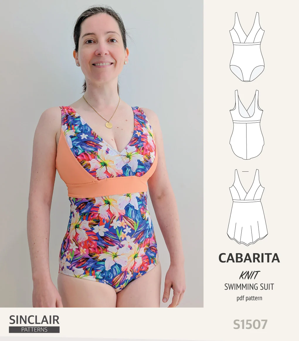 Cabarita V neckline one-piece swimming suit with a skirt overlay (PDF) - Image 12