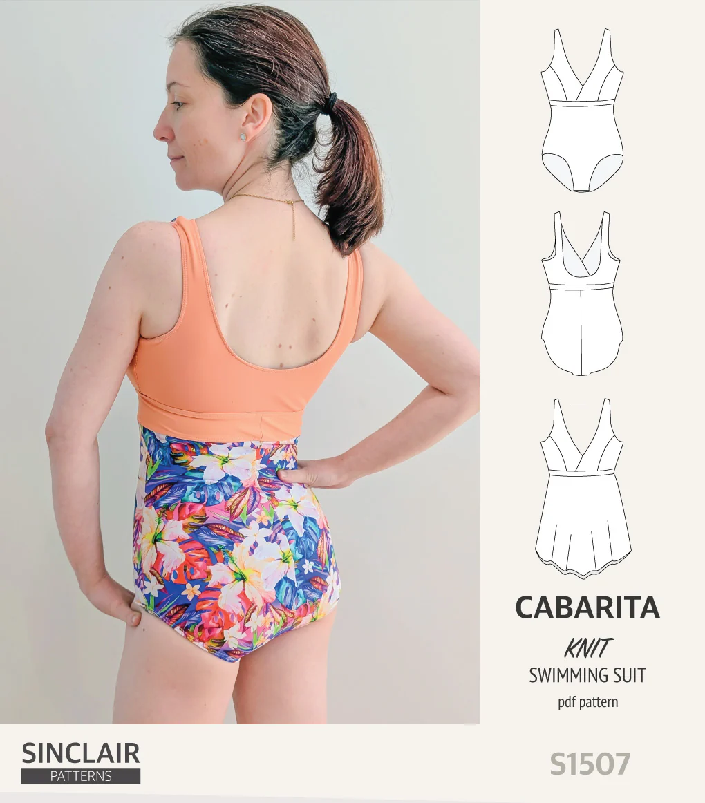 Cabarita V neckline one-piece swimming suit with a skirt overlay (PDF) - Image 13
