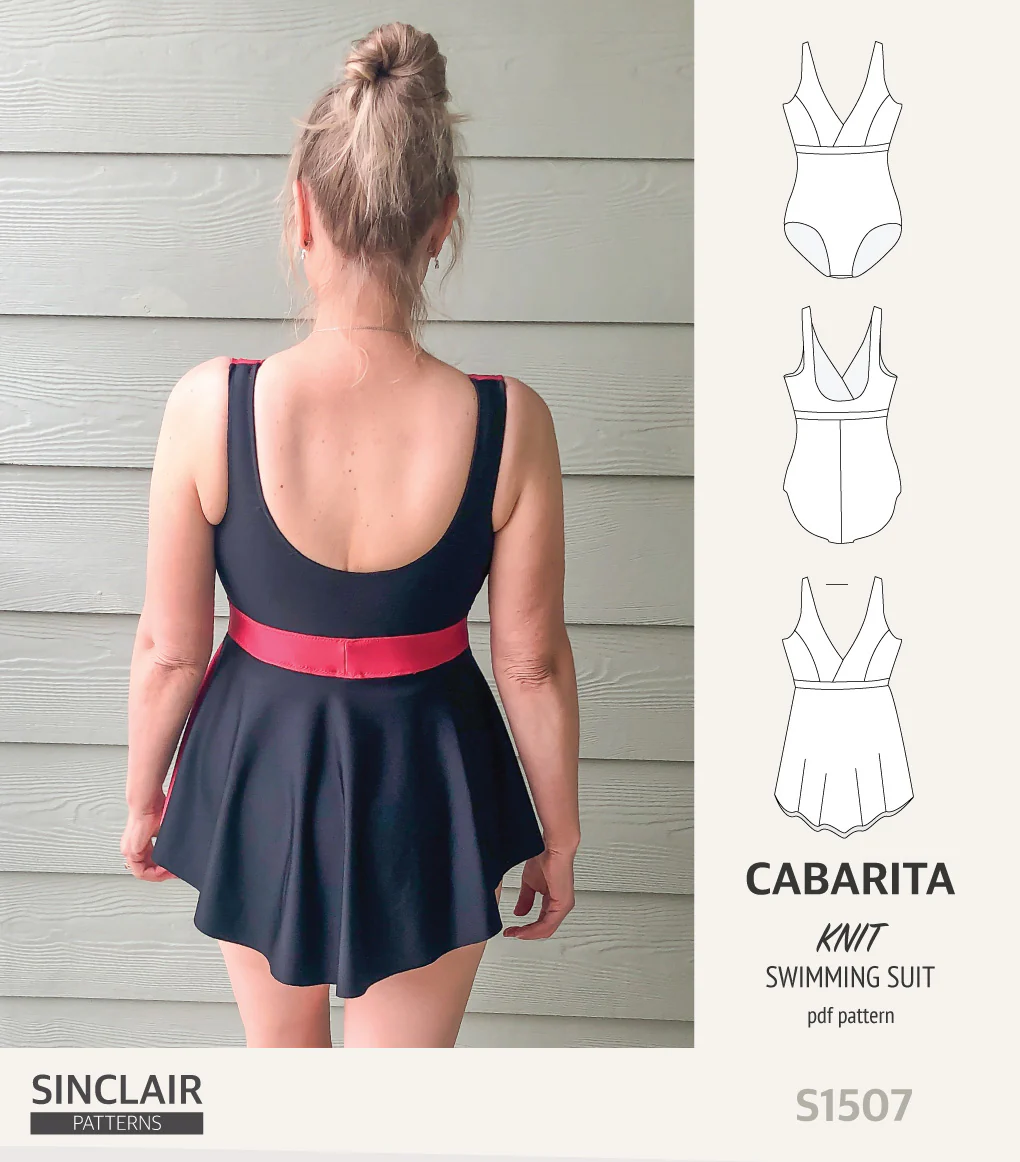 Cabarita V neckline one-piece swimming suit with a skirt overlay (PDF) - Image 15