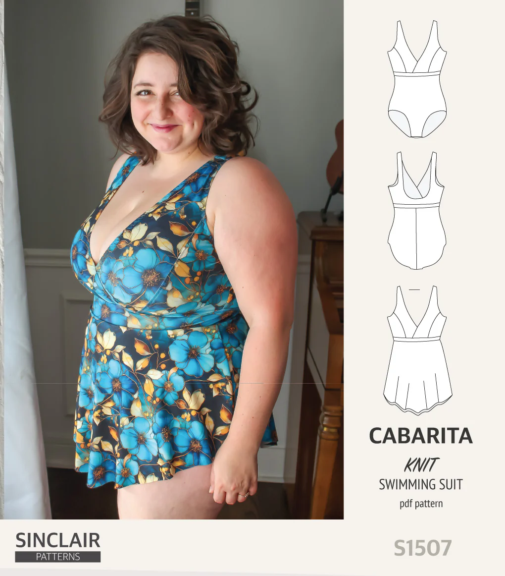 Cabarita V neckline one-piece swimming suit with a skirt overlay (PDF) - Image 22