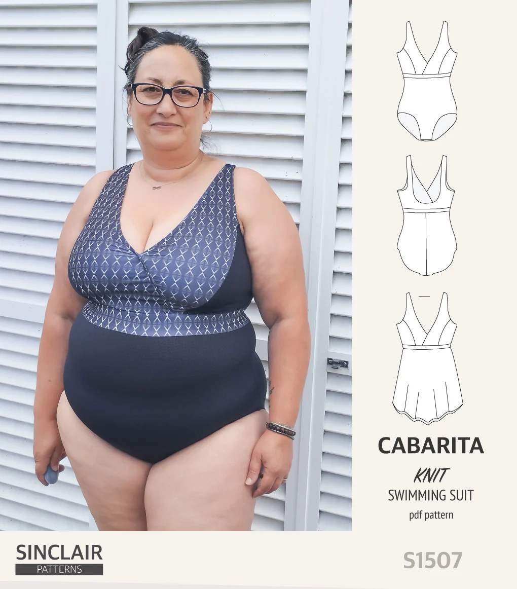 Cabarita V neckline one-piece swimming suit with a skirt overlay (PDF) - Image 23