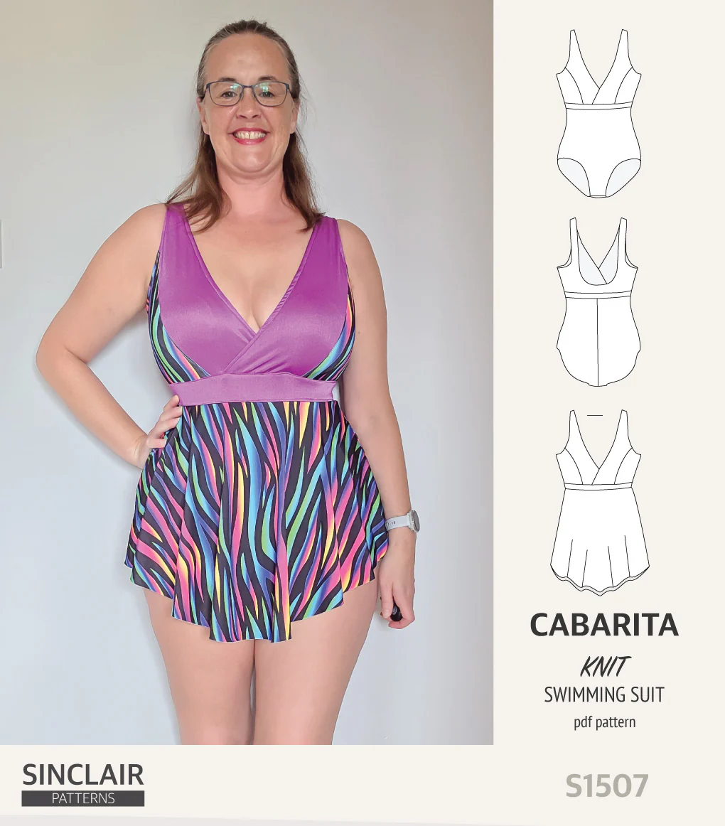 Cabarita V neckline one-piece swimming suit with a skirt overlay (PDF) - Image 24