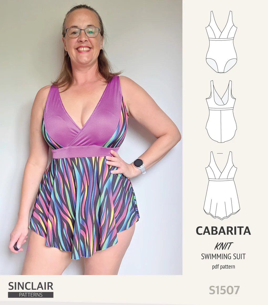 Cabarita V neckline one-piece swimming suit with a skirt overlay (PDF) - Image 25