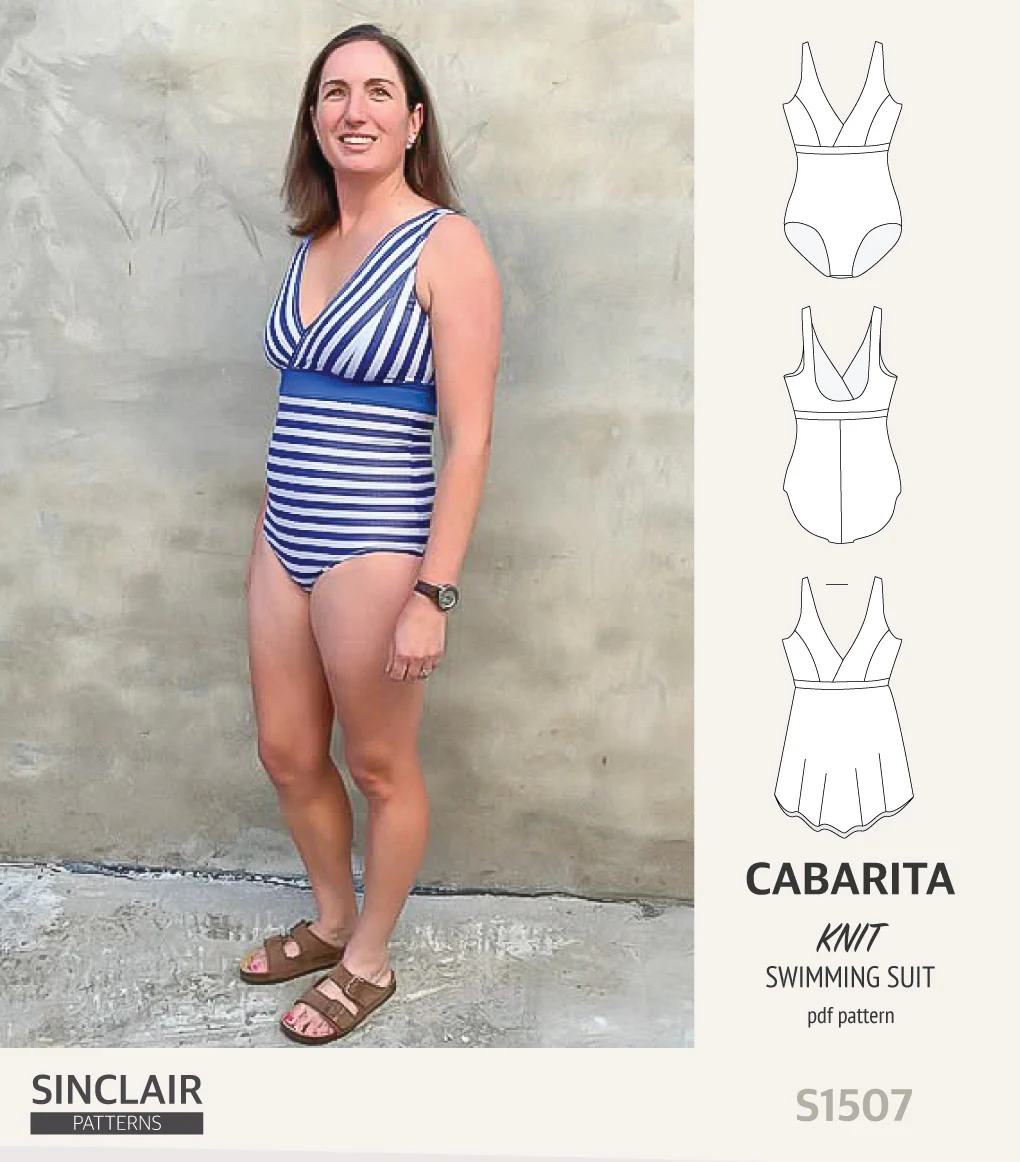 Cabarita V neckline one-piece swimming suit with a skirt overlay (PDF) - Image 3