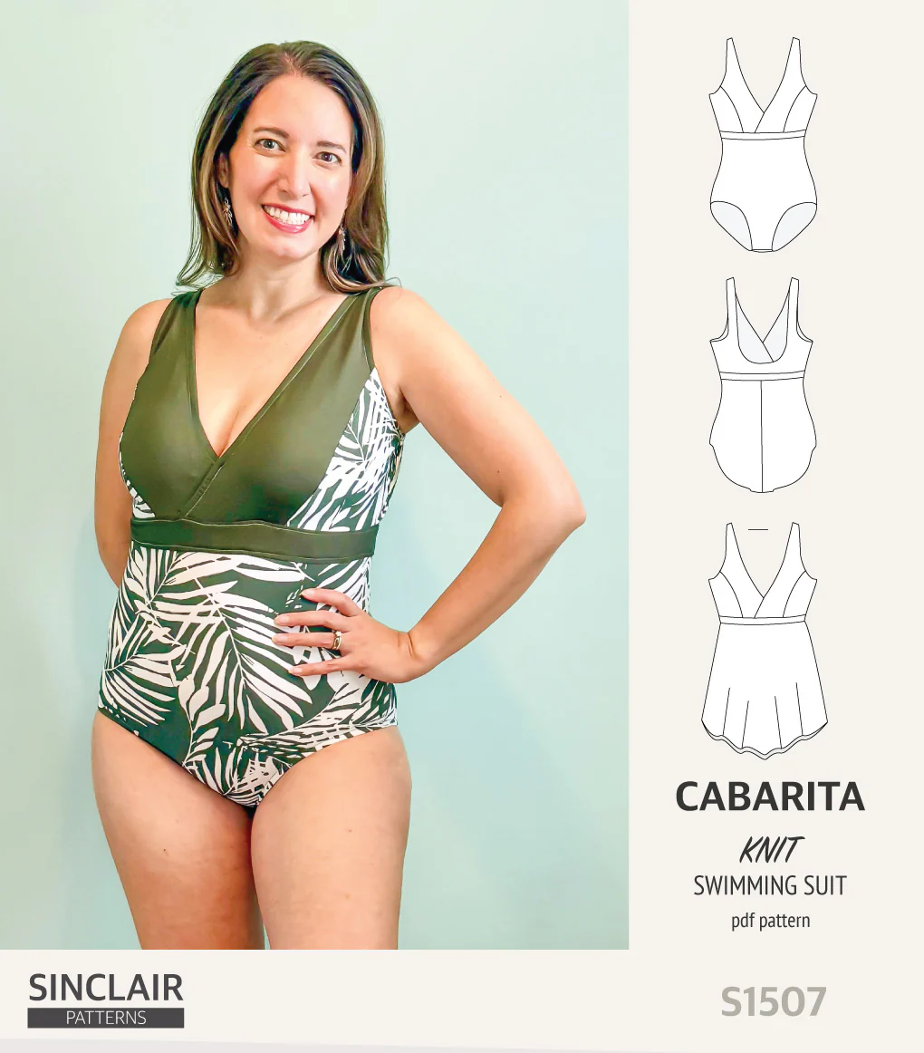 Cabarita V neckline one-piece swimming suit with a skirt overlay (PDF) - Image 4