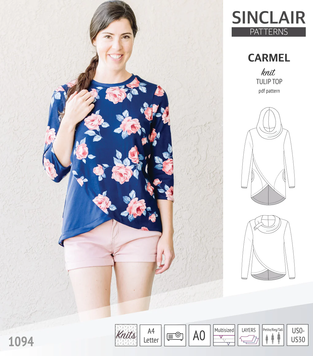 Carmel tulip style knit top with pockets (PDF) - Image 36