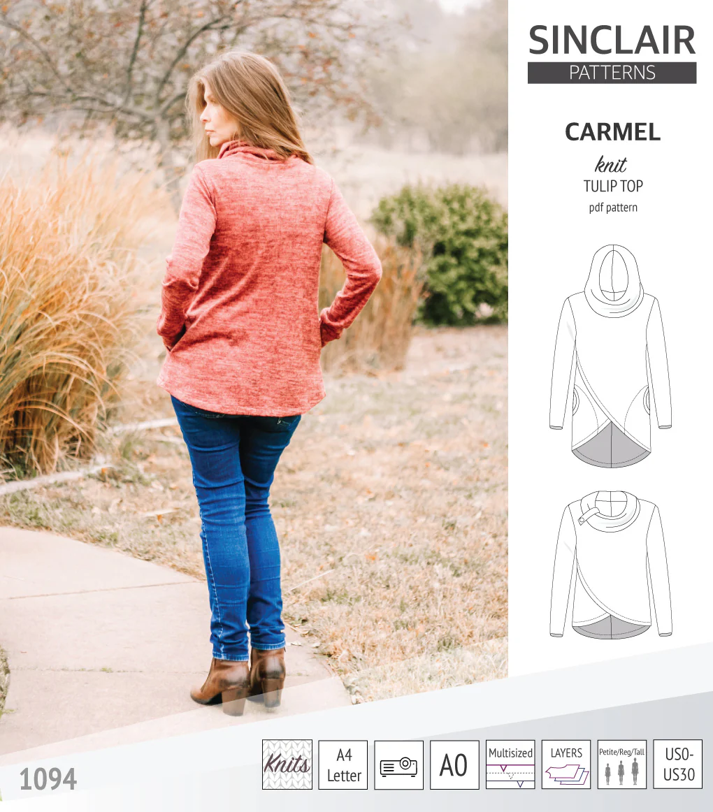 Carmel tulip style knit top with pockets (PDF) - Image 5