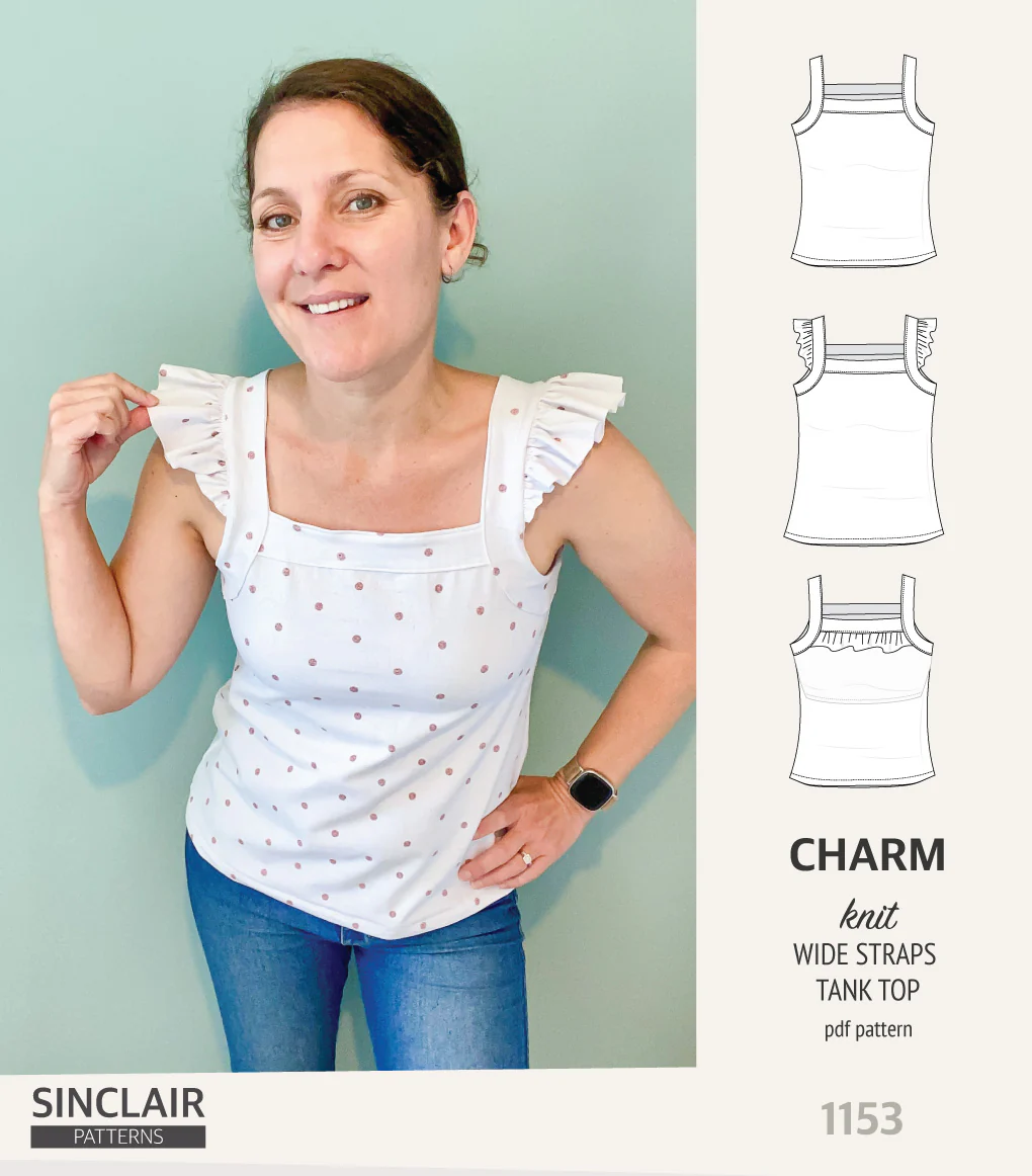 Charm wide straps tank top with optional ruffles (PDF) - Image 11