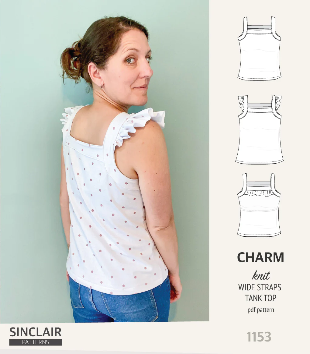 Charm wide straps tank top with optional ruffles (PDF) - Image 12