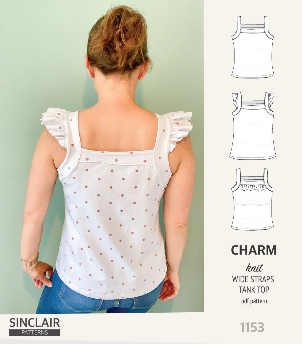 Charm wide straps tank top with optional ruffles (PDF) - Image 13