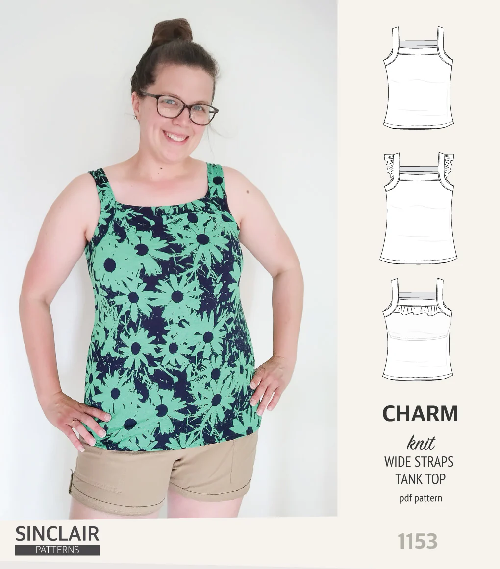 Charm wide straps tank top with optional ruffles (PDF) - Image 16