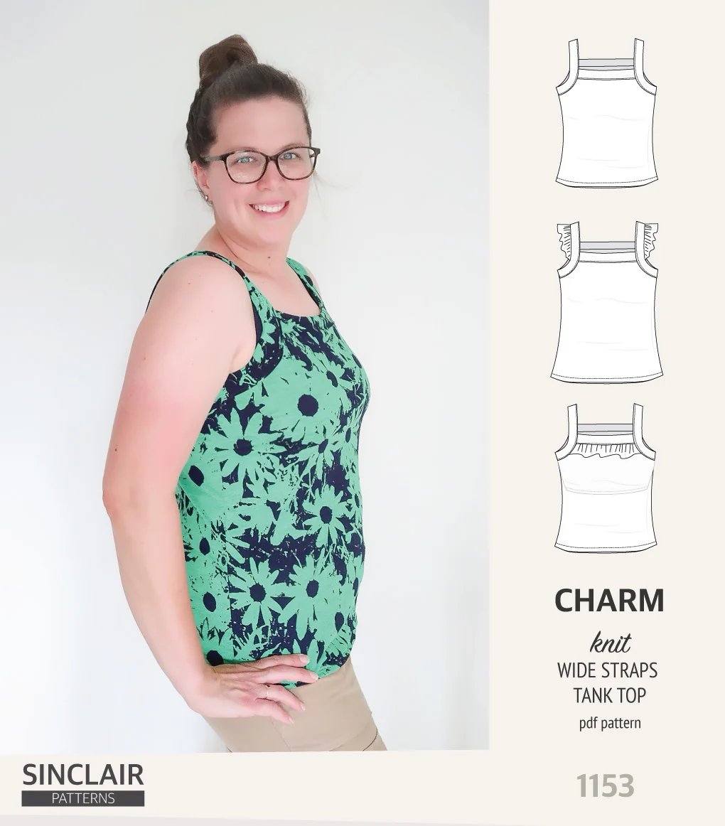 Charm wide straps tank top with optional ruffles (PDF) - Image 17