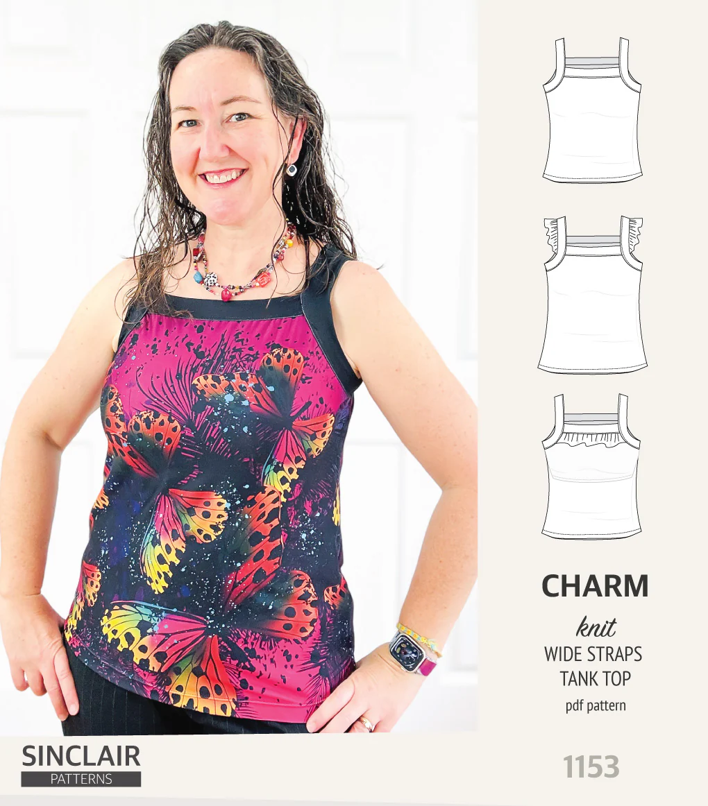 Charm wide straps tank top with optional ruffles (PDF) - Image 18