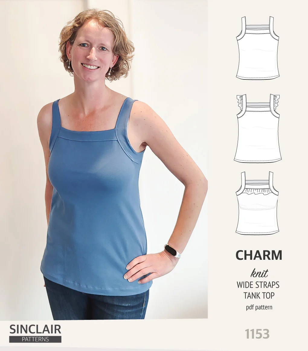 Charm wide straps tank top with optional ruffles (PDF) - Image 19