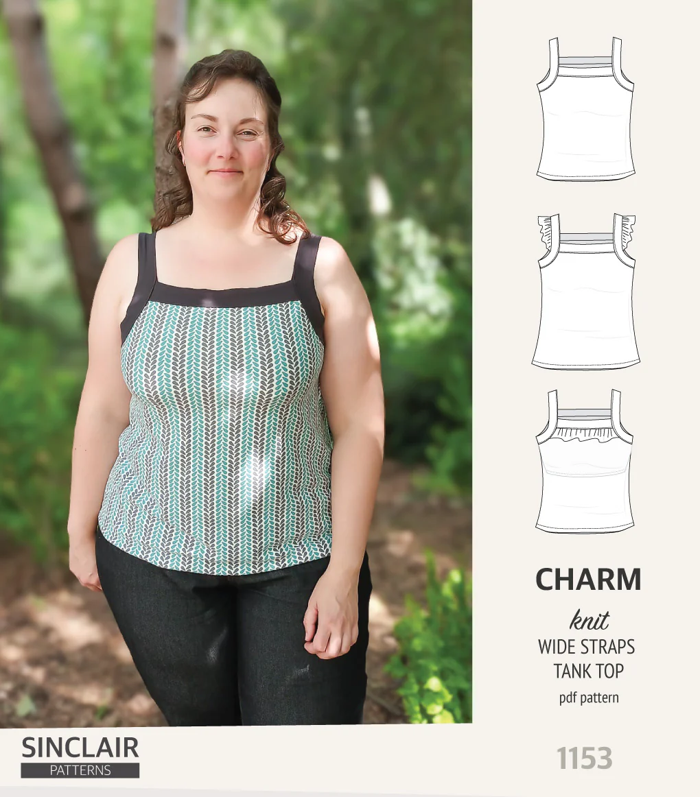 Charm wide straps tank top with optional ruffles (PDF) - Image 21