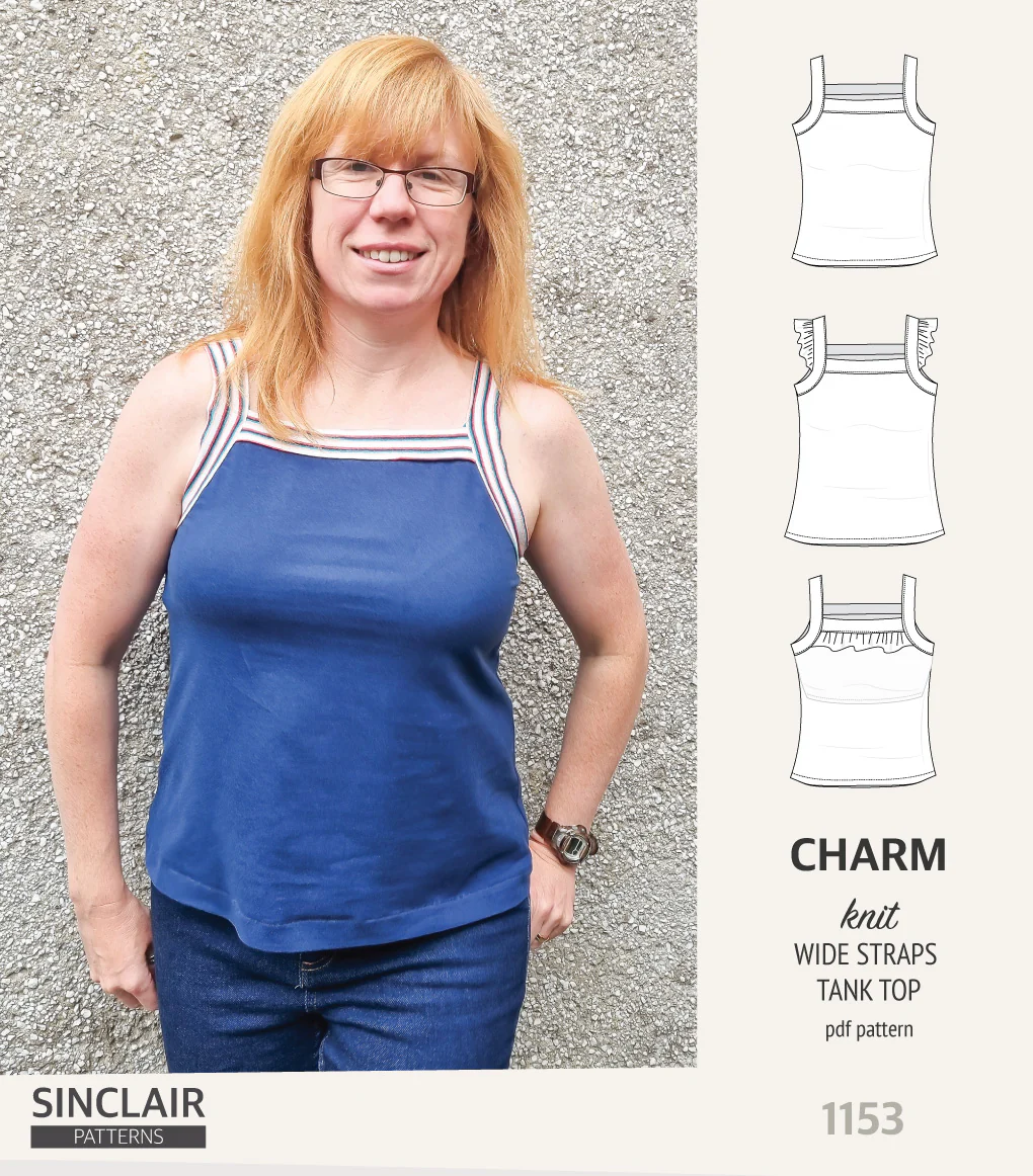 Charm wide straps tank top with optional ruffles (PDF) - Image 22