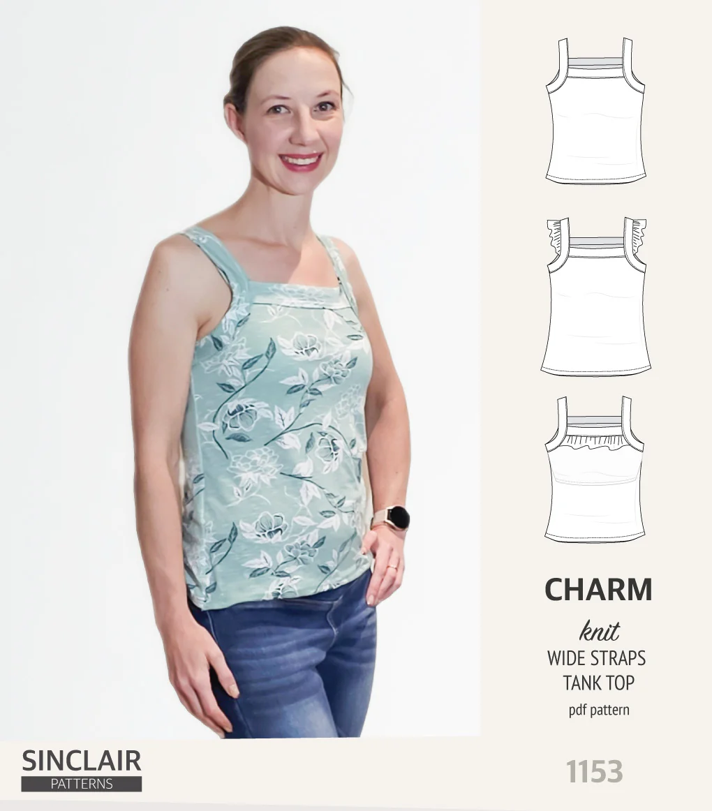 Charm wide straps tank top with optional ruffles (PDF) - Image 23