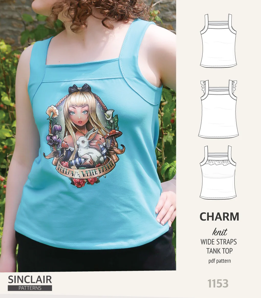 Charm wide straps tank top with optional ruffles (PDF) - Image 25