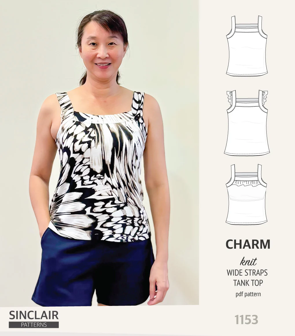 Charm wide straps tank top with optional ruffles (PDF) - Image 26
