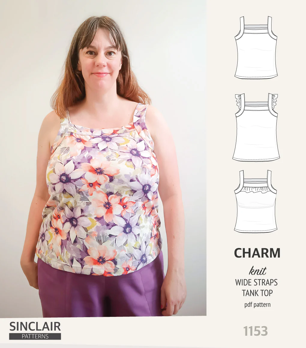 Charm wide straps tank top with optional ruffles (PDF) - Image 27