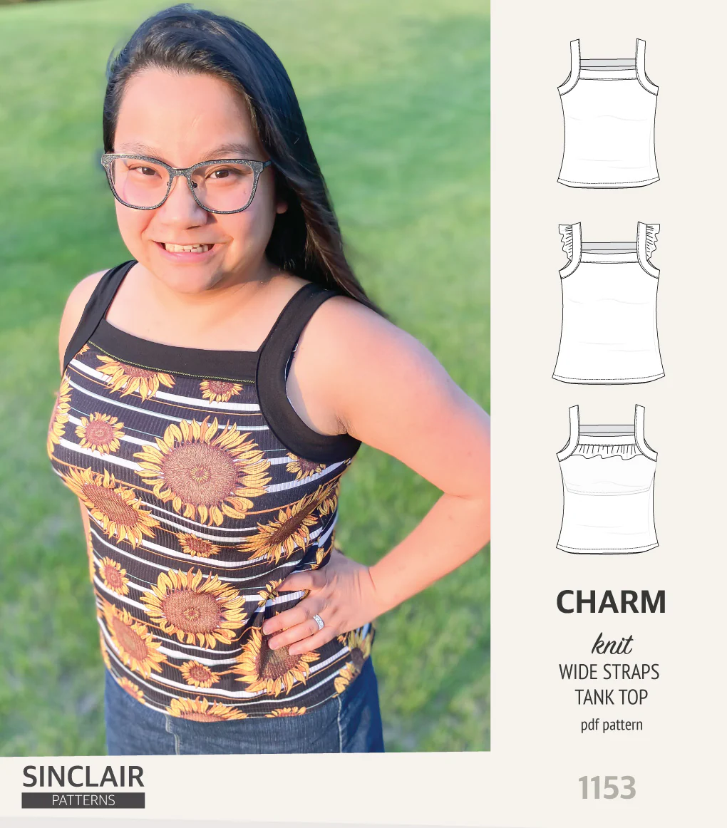 Charm wide straps tank top with optional ruffles (PDF) - Image 31