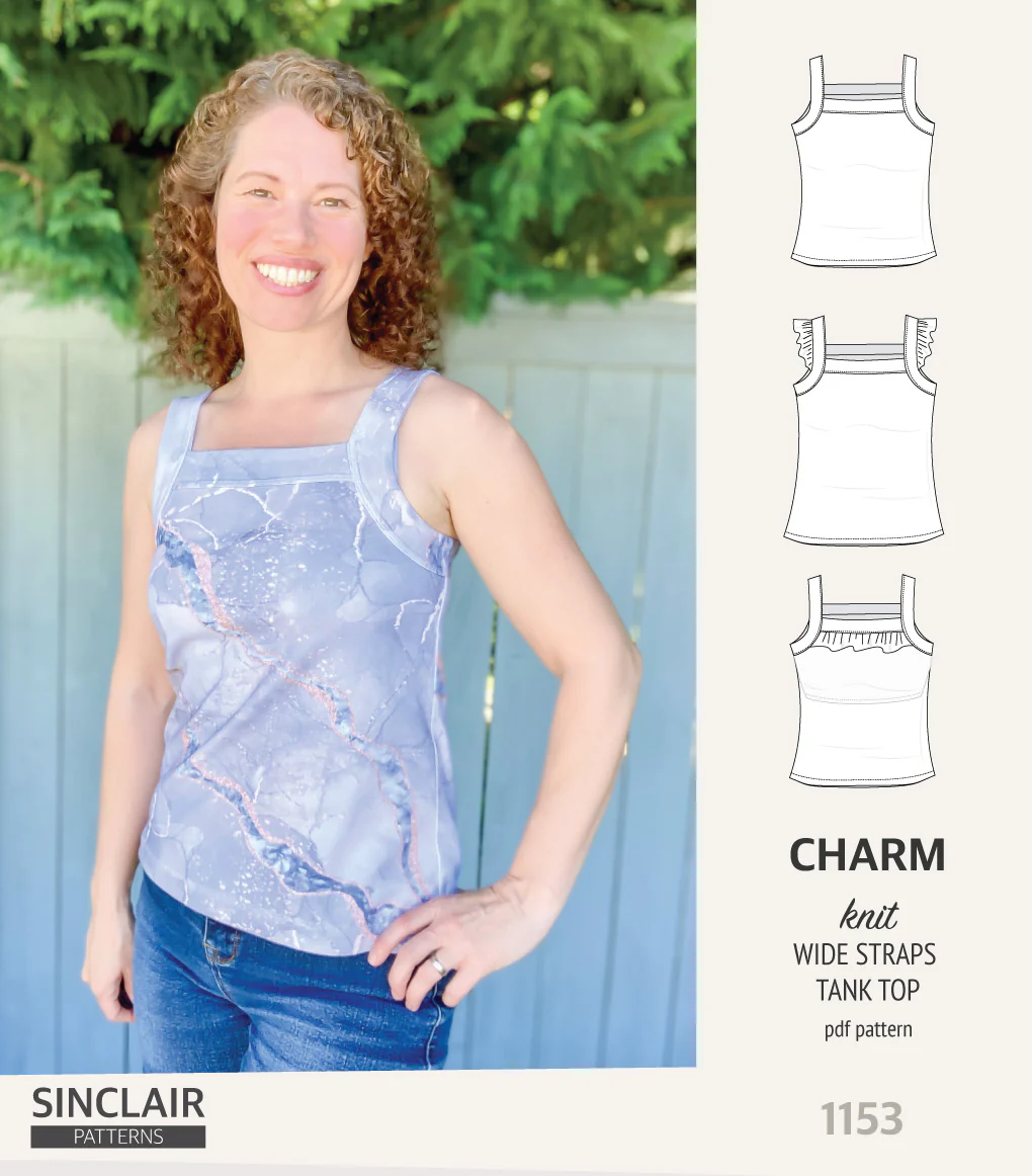 Charm wide straps tank top with optional ruffles (PDF) - Image 32