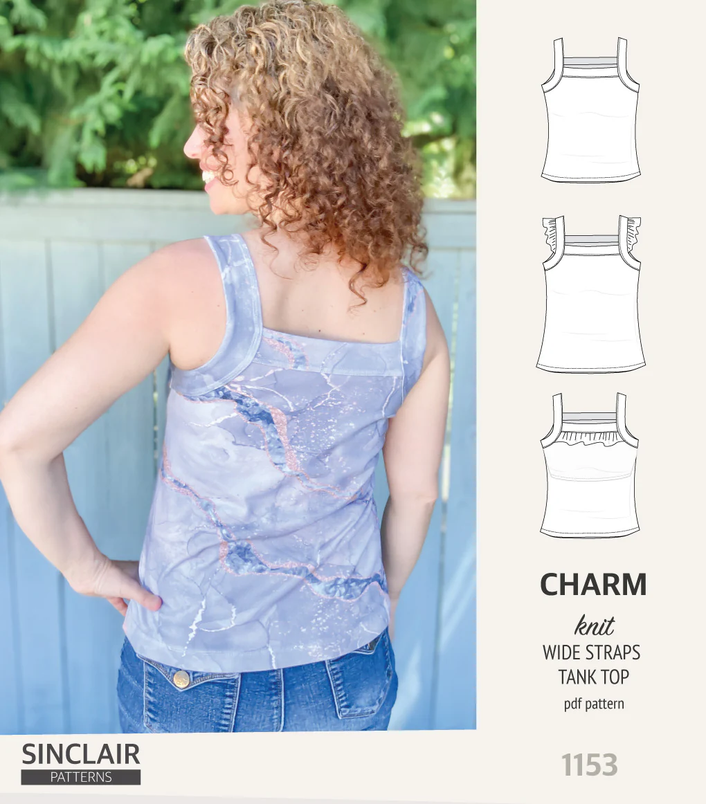 Charm wide straps tank top with optional ruffles (PDF) - Image 33