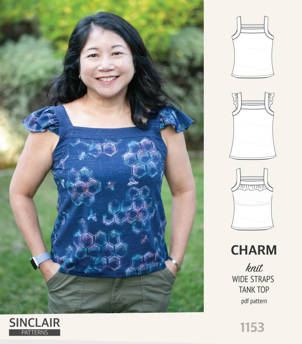 Charm wide straps tank top with optional ruffles (PDF) - Image 34