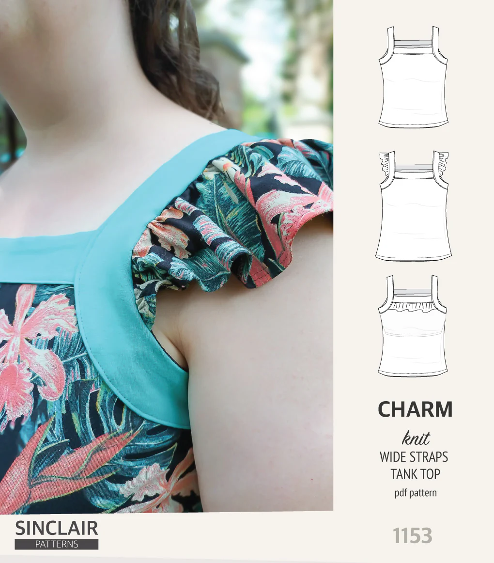 Charm wide straps tank top with optional ruffles (PDF) - Image 38