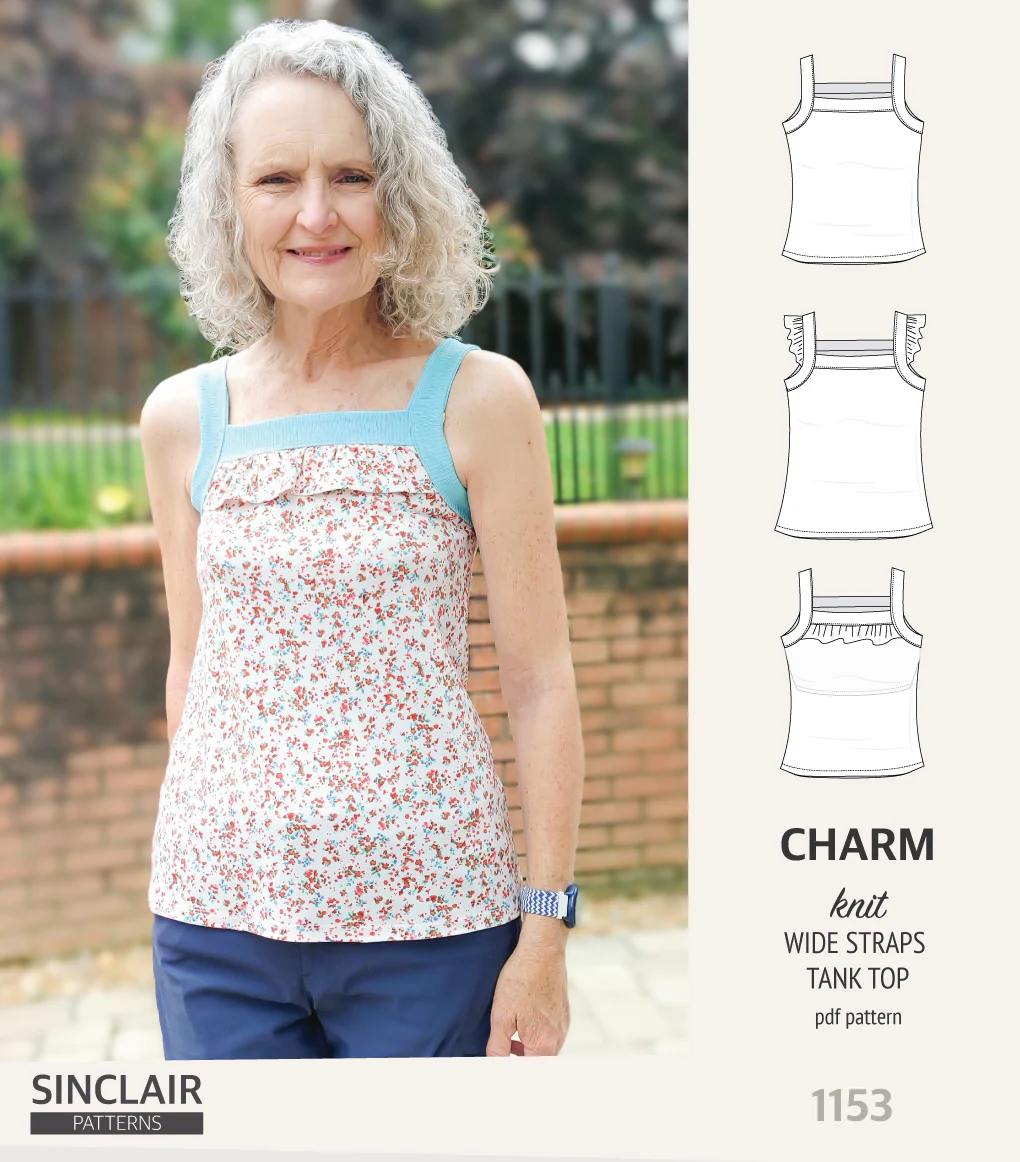Charm wide straps tank top with optional ruffles (PDF) - Image 40