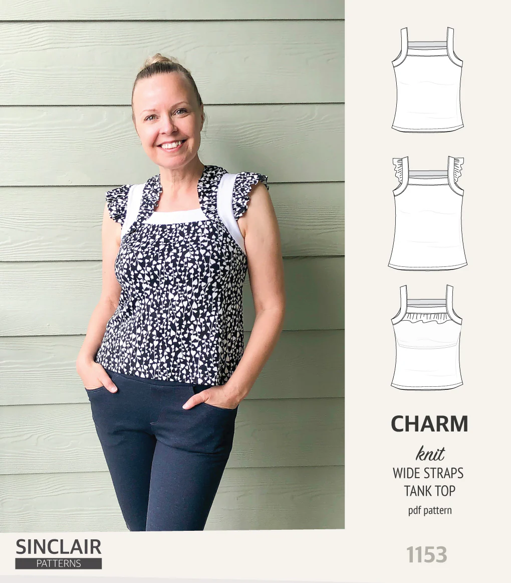 Charm wide straps tank top with optional ruffles (PDF) - Image 41