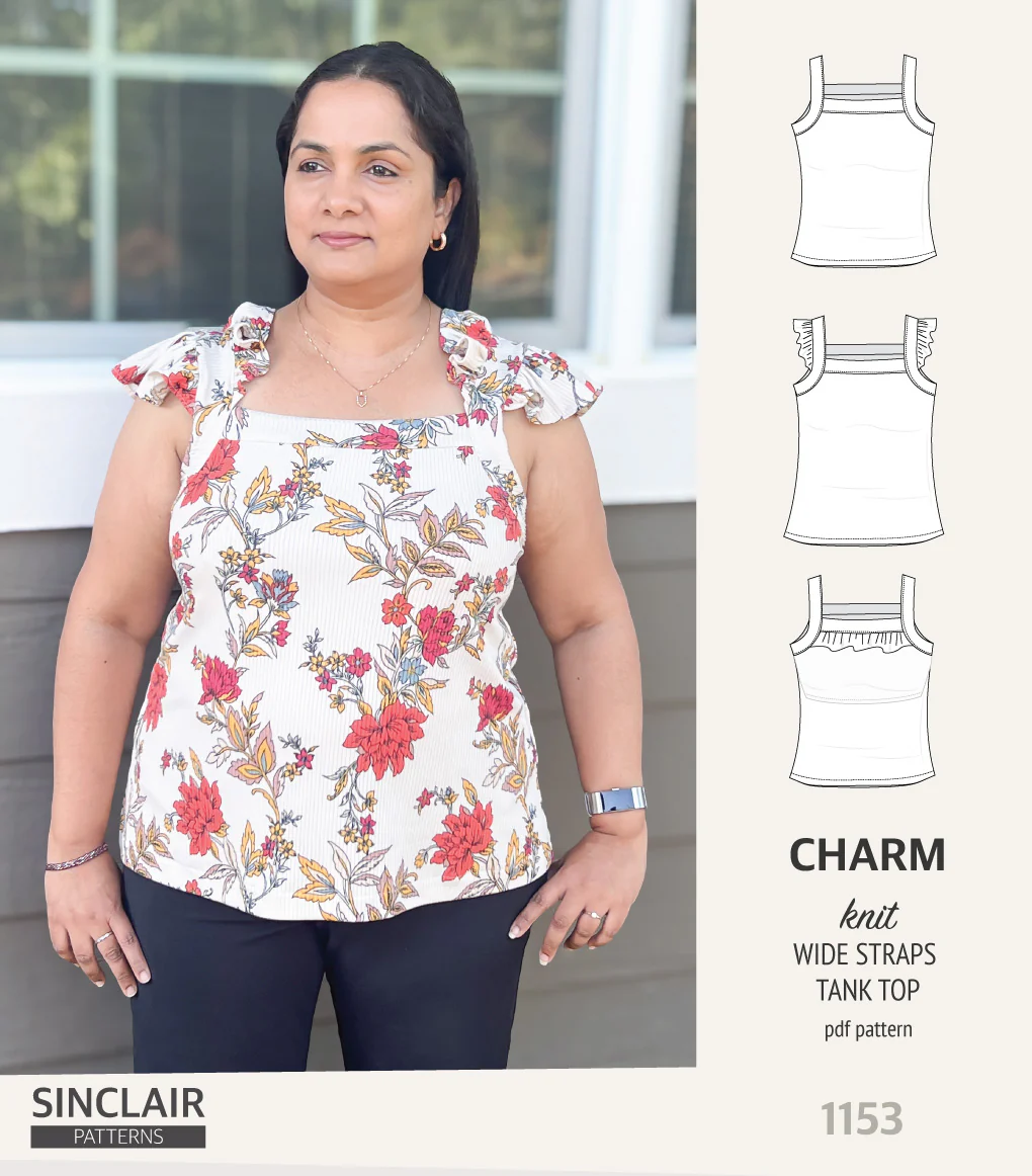 Charm wide straps tank top with optional ruffles (PDF) - Image 42