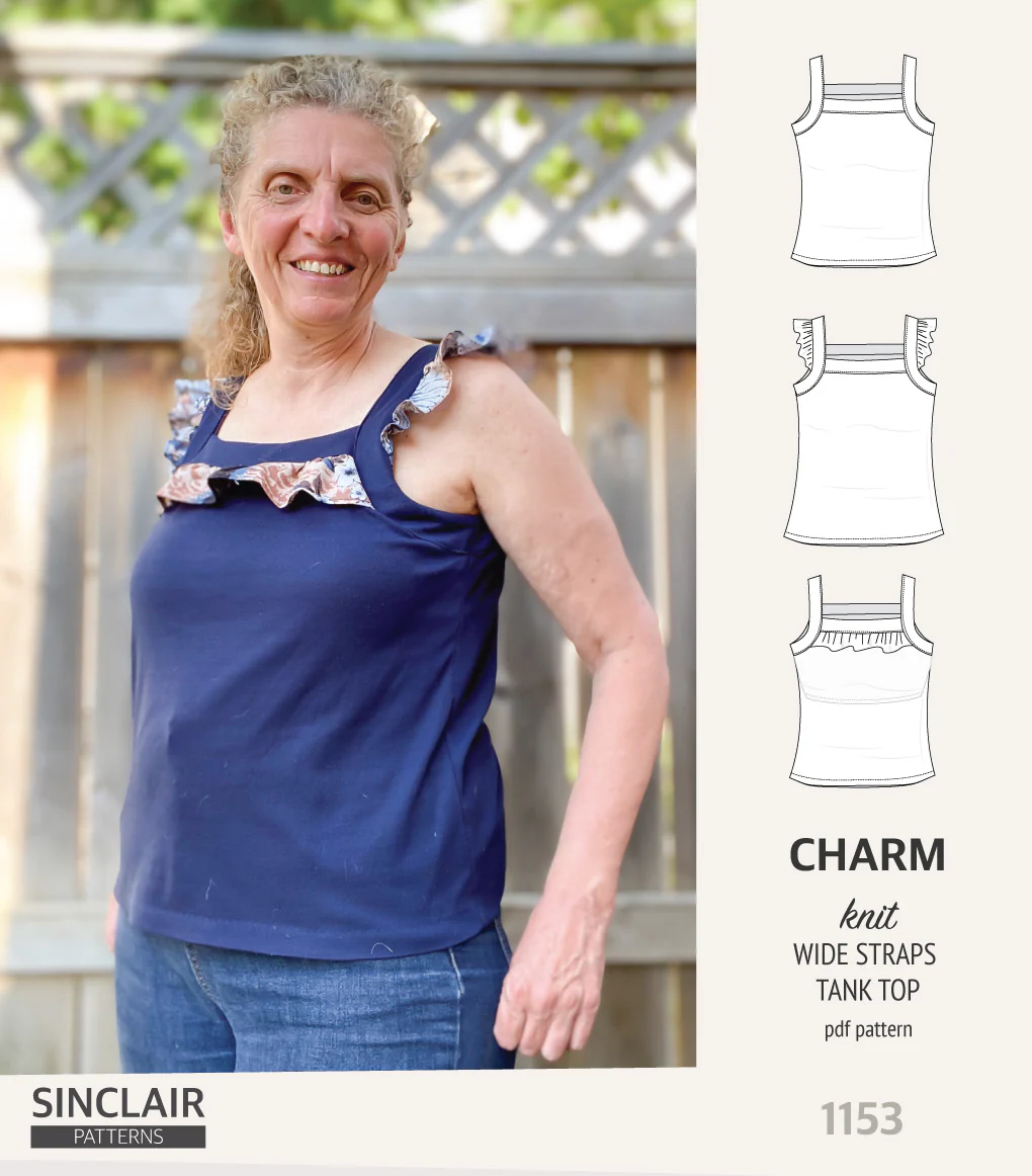 Charm wide straps tank top with optional ruffles (PDF) - Image 43