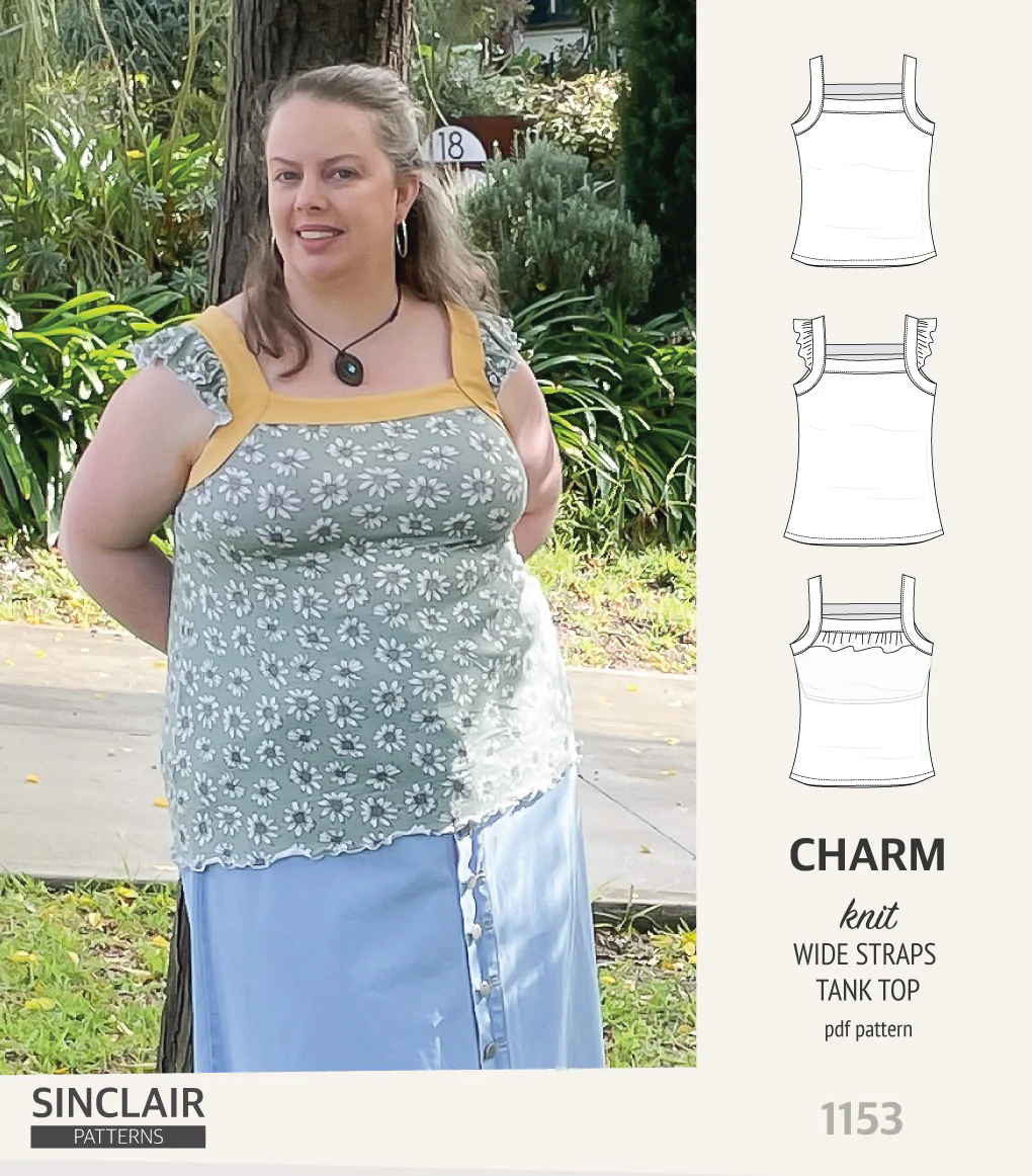 Charm wide straps tank top with optional ruffles (PDF) - Image 44