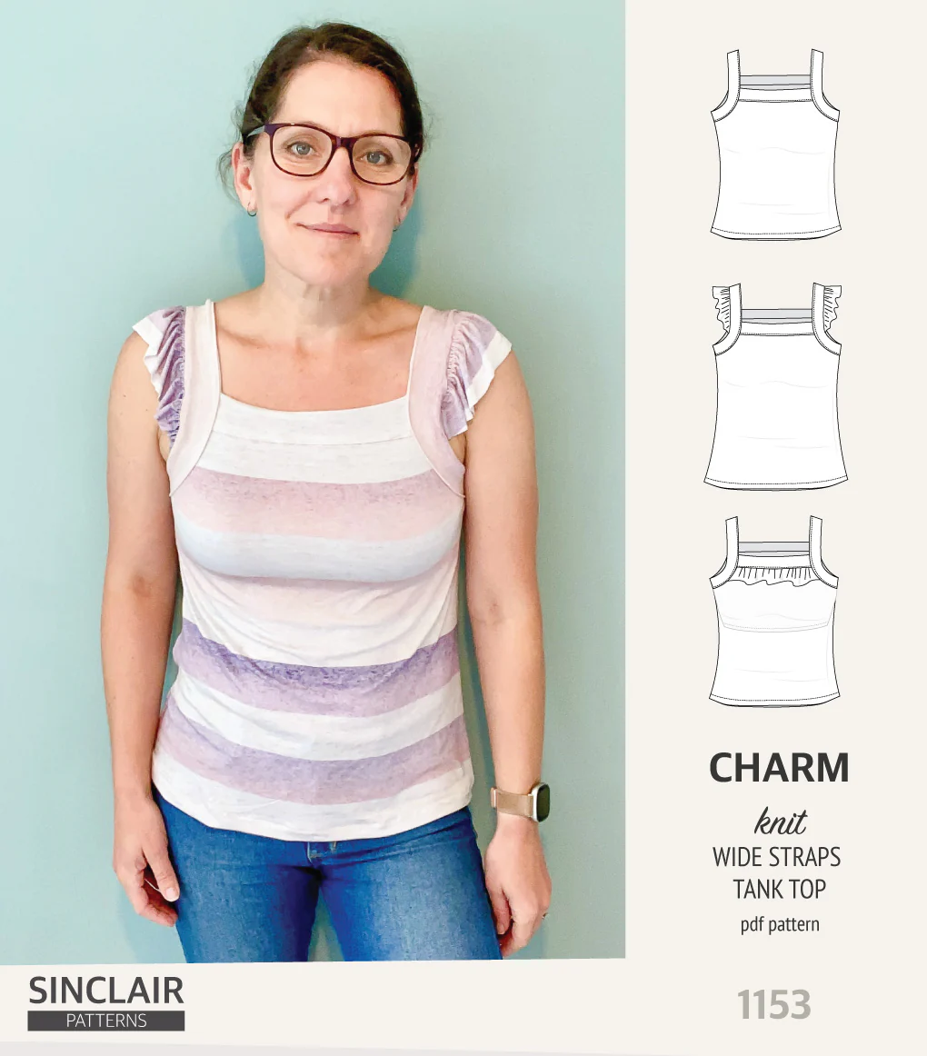 Charm wide straps tank top with optional ruffles (PDF) - Image 45