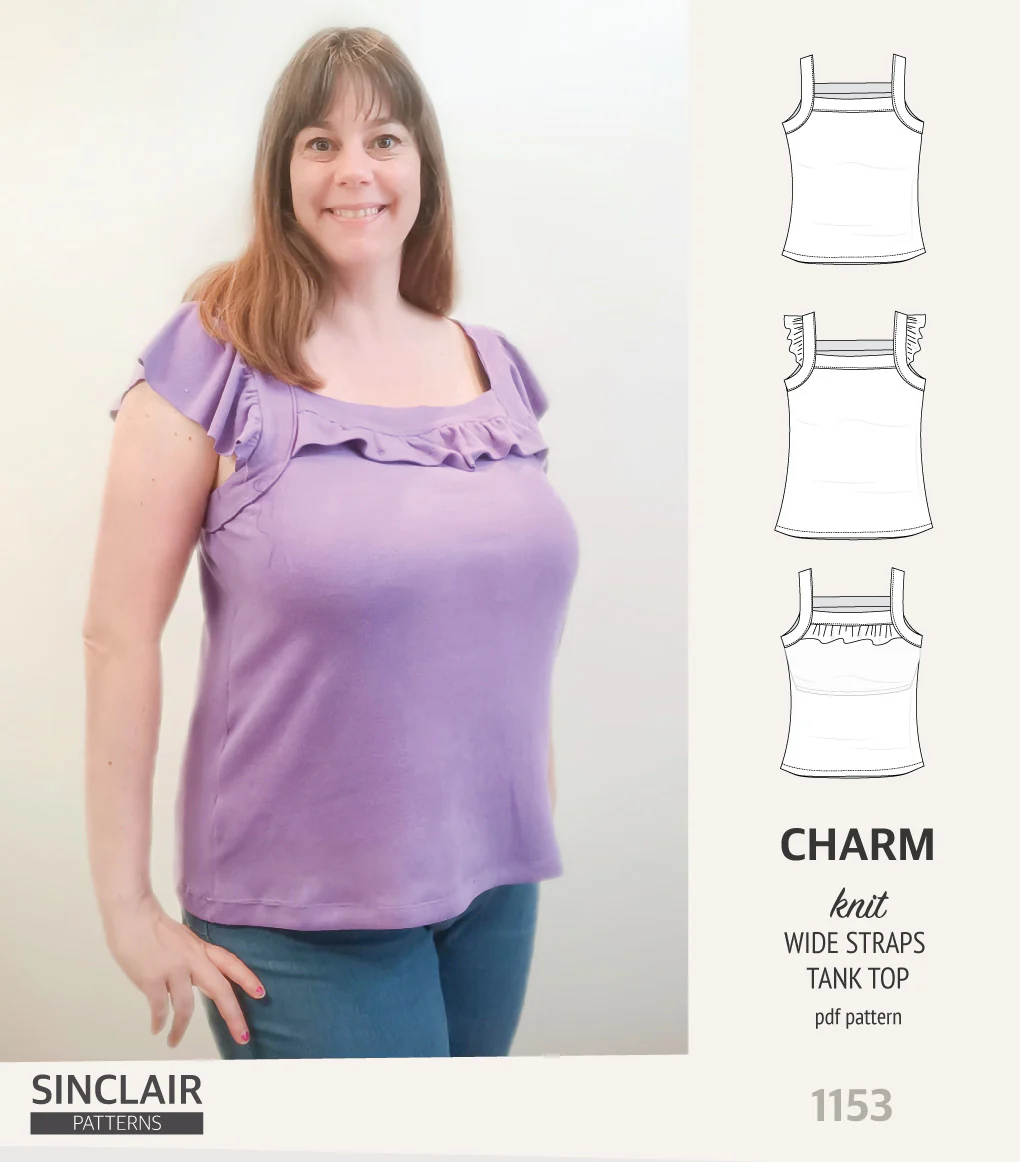 Charm wide straps tank top with optional ruffles (PDF) - Image 47