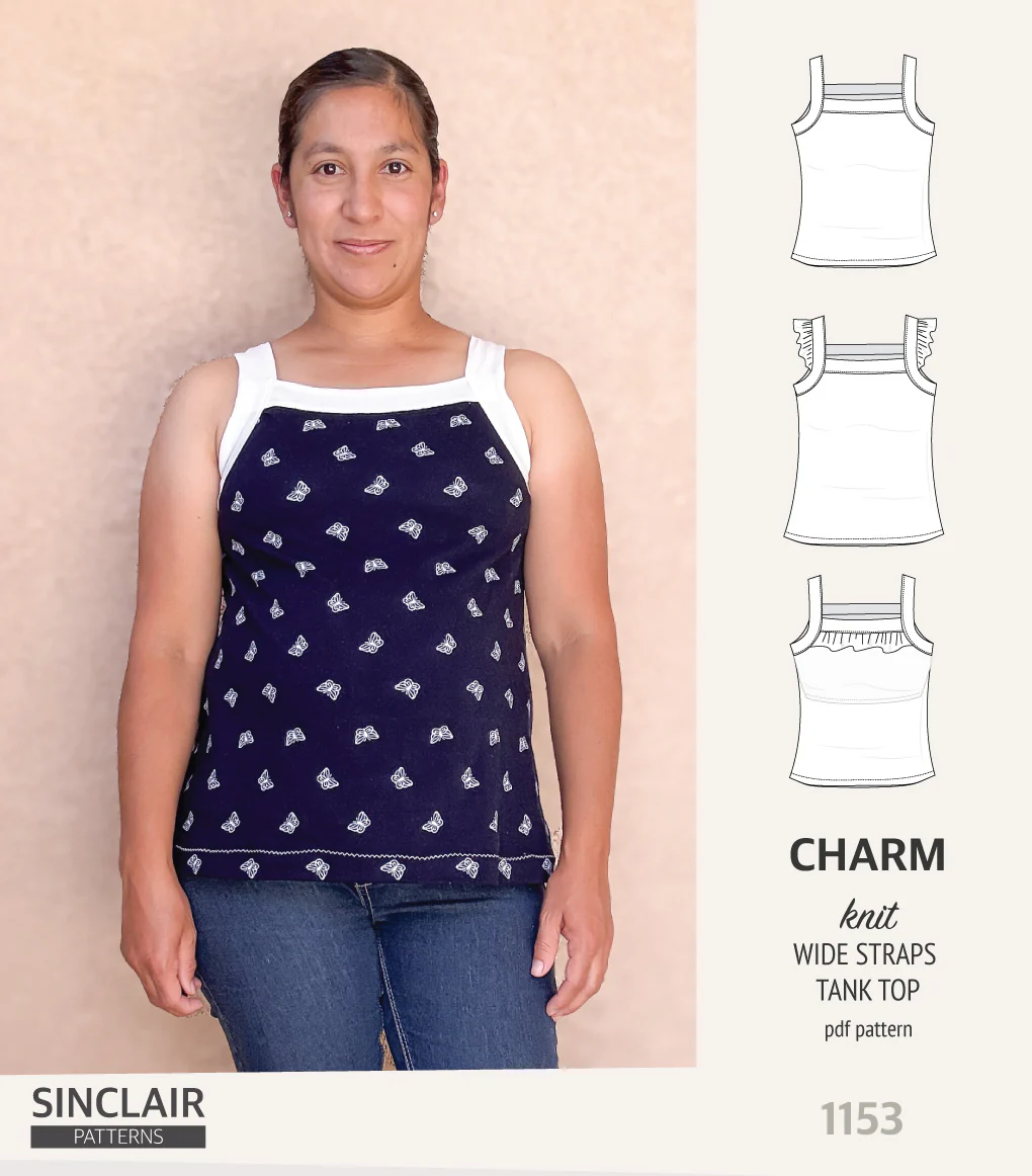 Charm wide straps tank top with optional ruffles (PDF) - Image 48