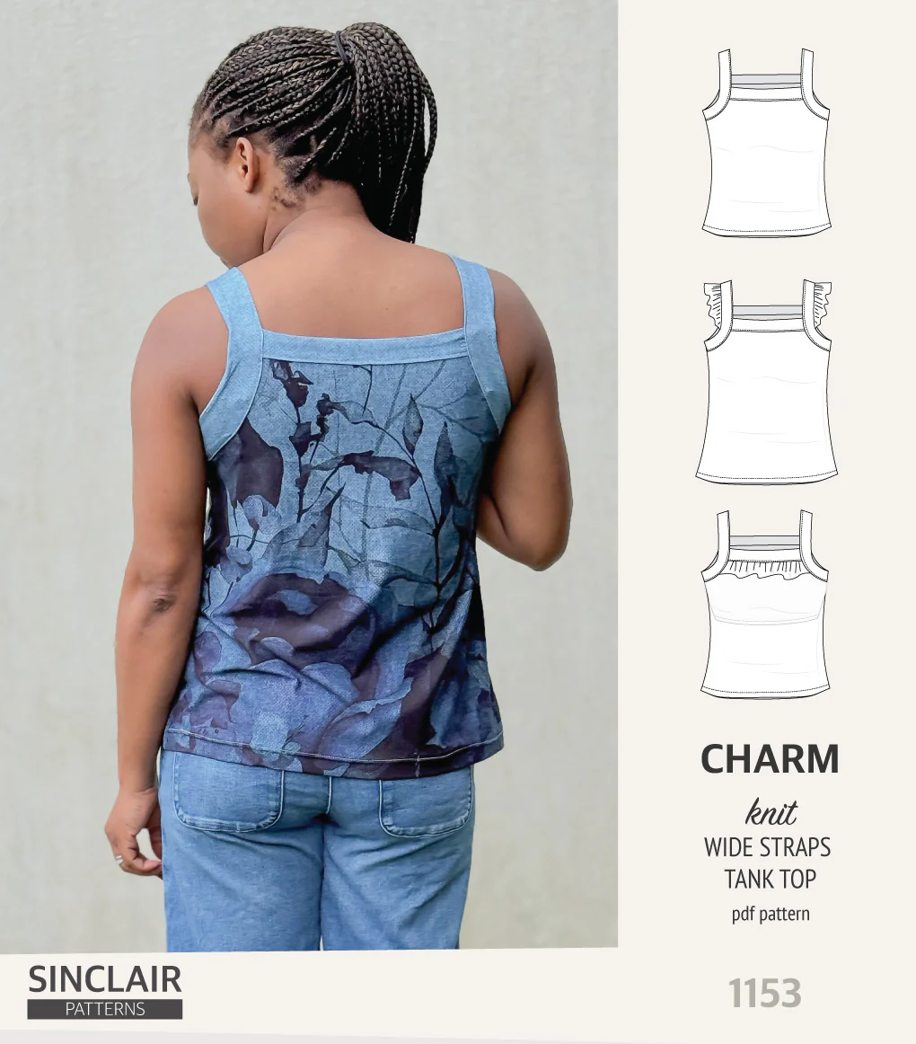 Charm wide straps tank top with optional ruffles (PDF) - Image 5