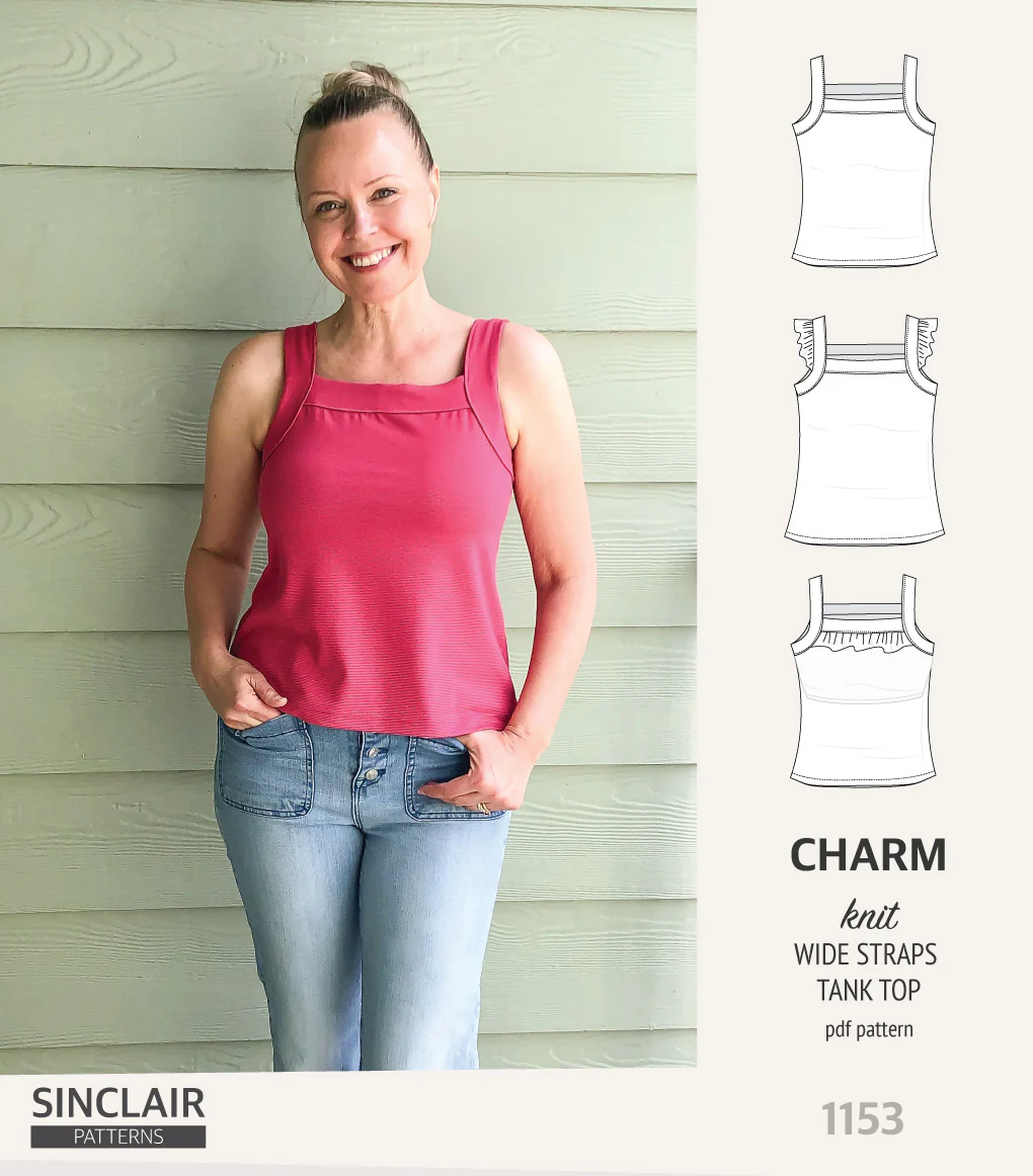 Charm wide straps tank top with optional ruffles (PDF) - Image 50