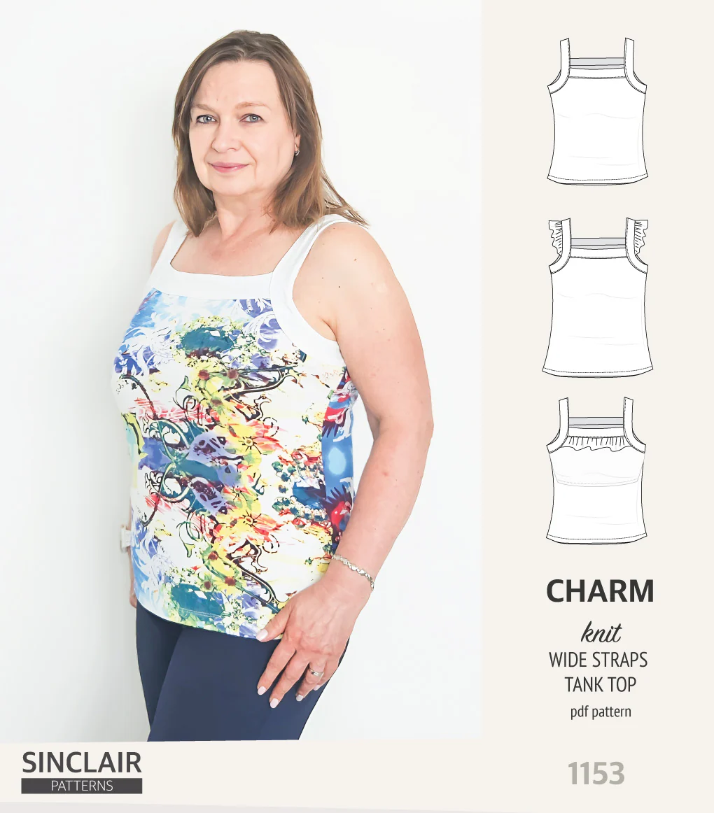 Charm wide straps tank top with optional ruffles (PDF) - Image 7