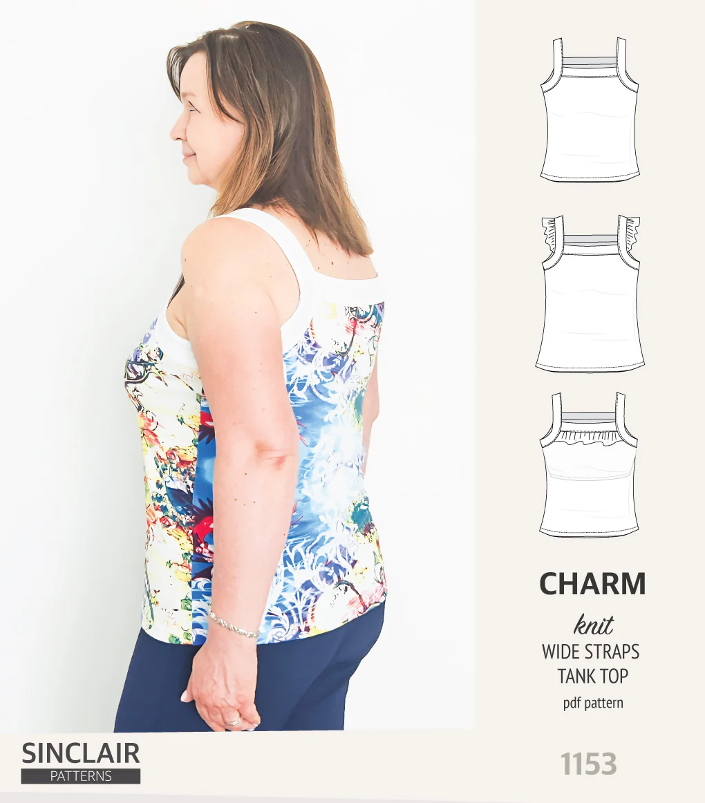 Charm wide straps tank top with optional ruffles (PDF) - Image 8